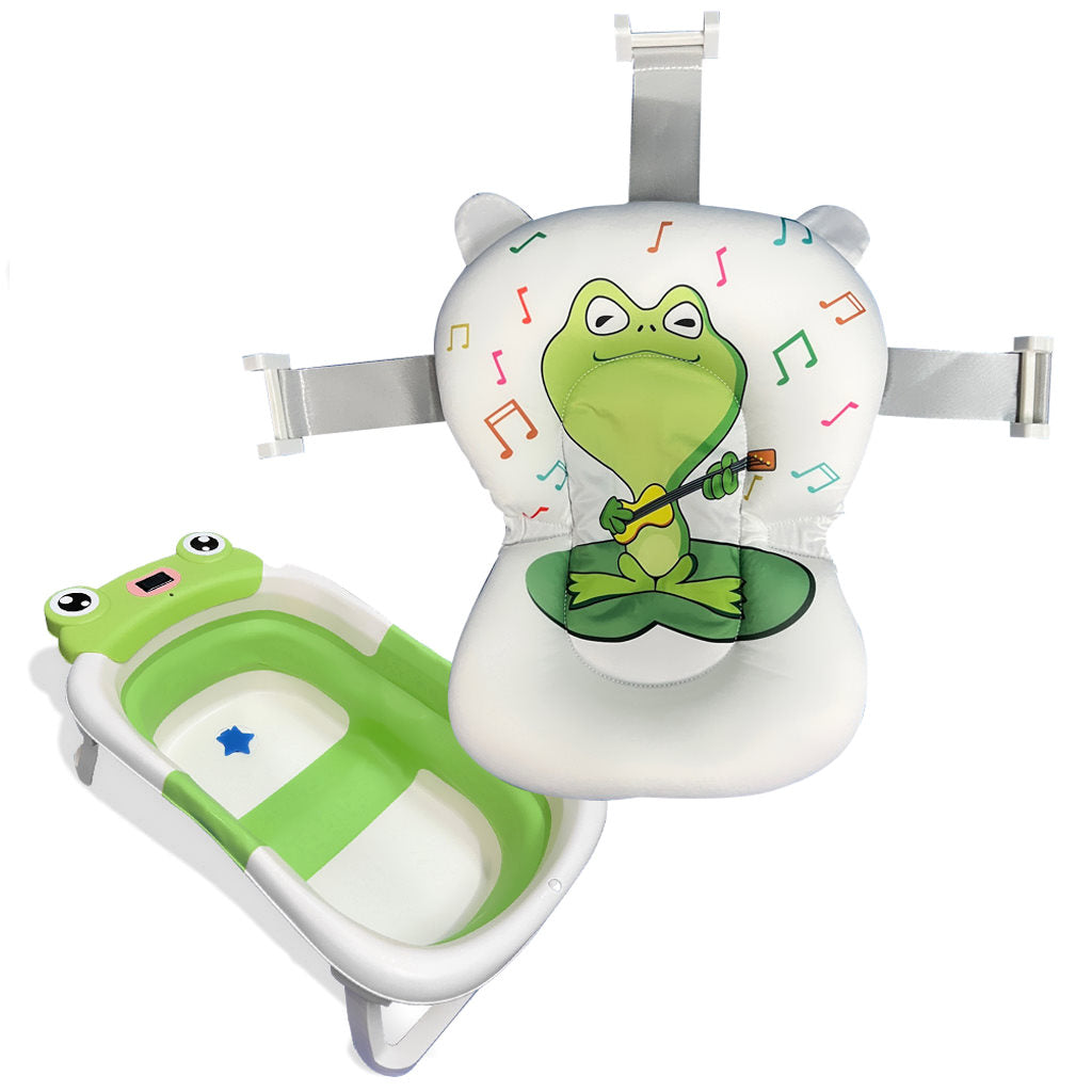 Bathby Bañera Plegable Para Bebés Recién Nacidos, Cojín Rana, Termómetro, Patas Antideslizantes (verde Rana)