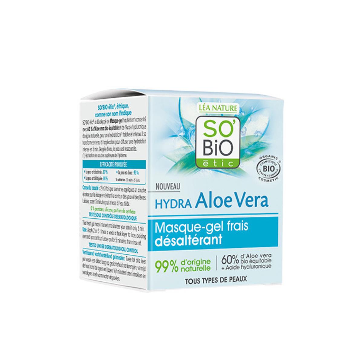 Máscara hidratante em gel de aloé vera So'Bio étic 50 ml