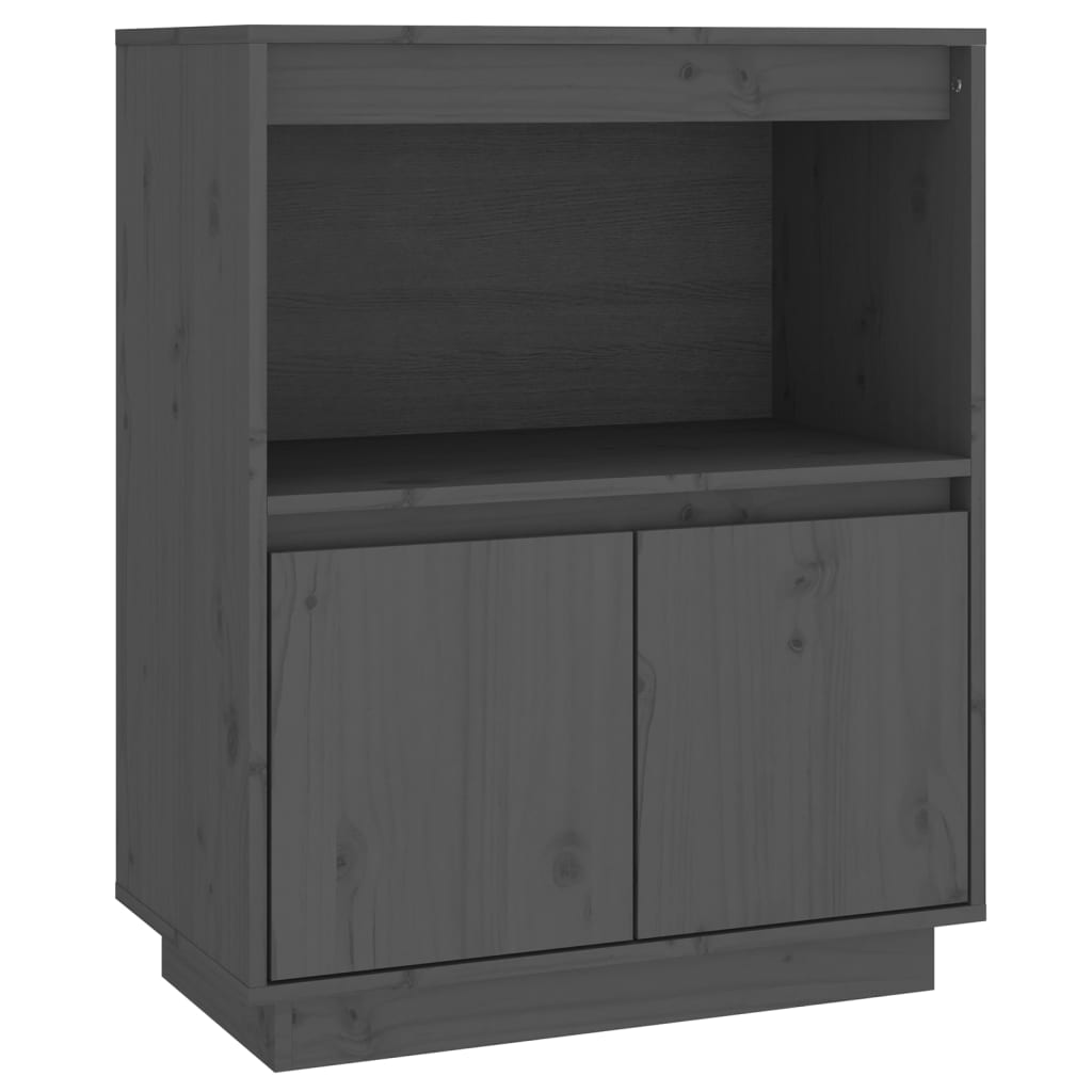 Aparador De Madera Maciza De Pino Gris 60x34x75 Cm / Vetonek_5