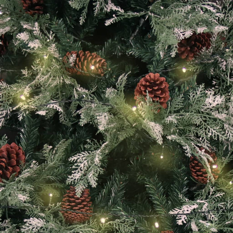 Vidaxl Árbol De Navidad Con Luces Y Piñas Pvc Pe Verde 195 Cm_5