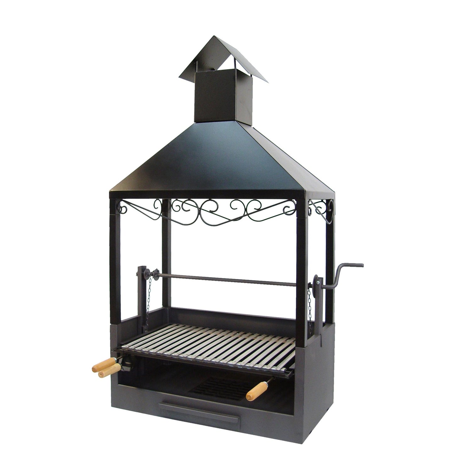 Gaveta para Churrasqueira com Chaminé para Obra - Elevador com Grelha em Aço Inox Imex El Zorro