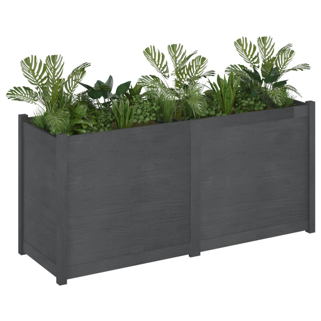 Vidaxl Jardinera Madera Maciza De Pino Gris 150x50x70 Cm_5