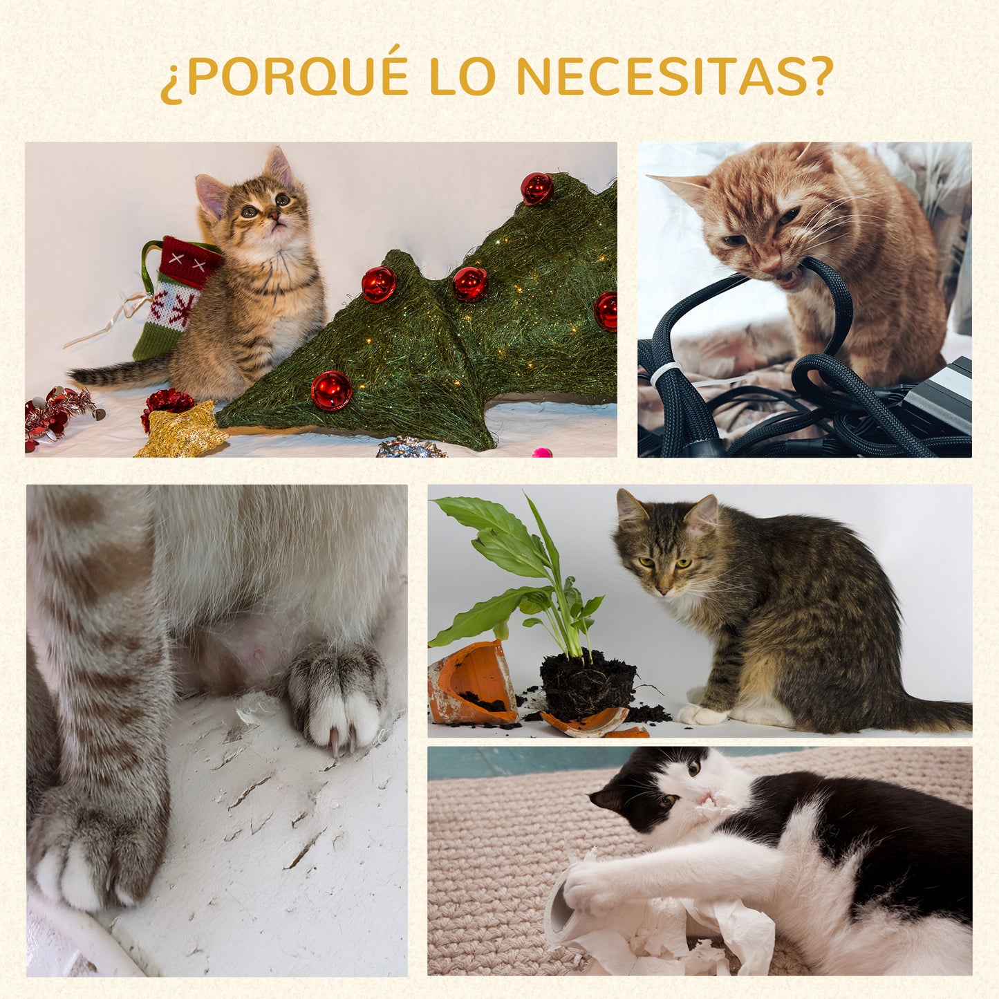 Pawhut Árbol Rascador Para Gatos Mediano 91 Cm Con Rueda Para Ejercitar Y Cama_5
