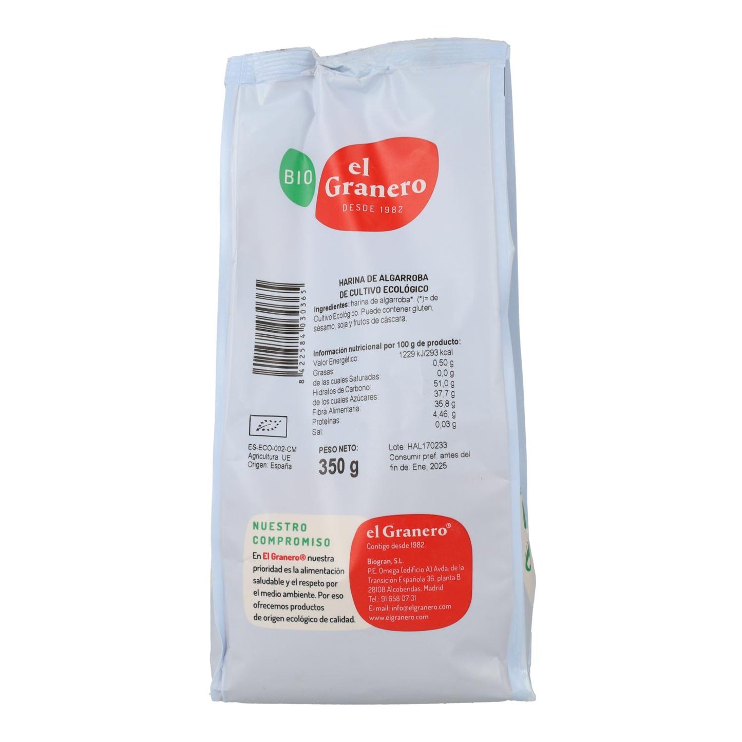 Farinha de Alfarroba El Granero, 350 g