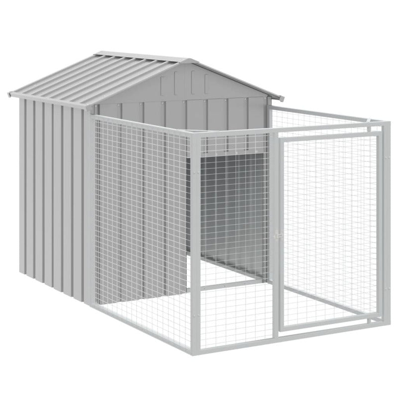 Vidaxl Caseta Perros Tejado Acero Galvanizado Gris Claro 117x609x123cm_5