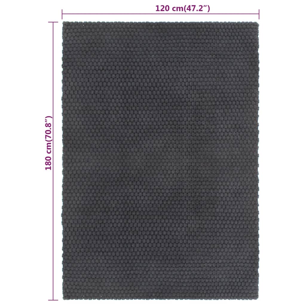 Alfombra Rectangular Algodón Antracita 120x180 Cm / Vetonek_5