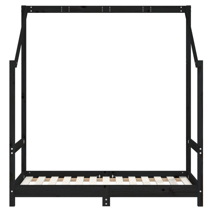 Vidaxl Estructura De Cama De Niños Madera De Pino Negro 2x(70x140) Cm_5