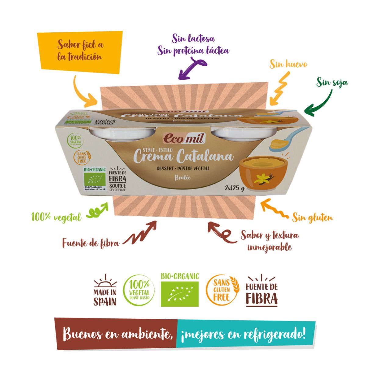 Sobremesa estilo creme catalão Ecomil biológica 2 unidades de 125 g