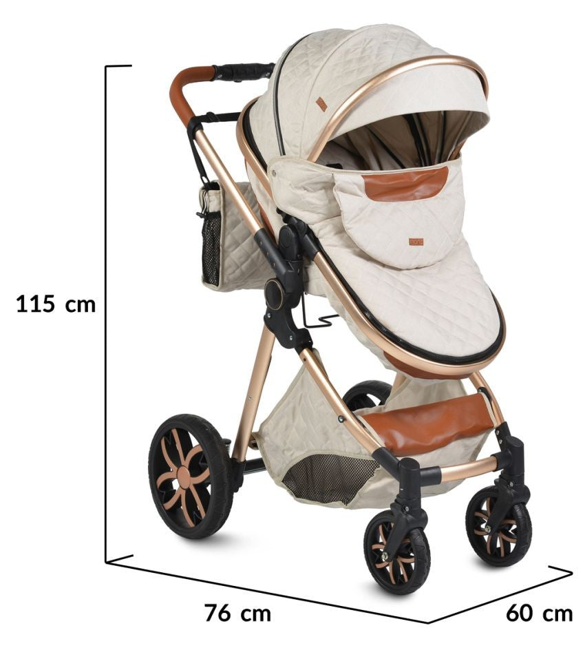 Carrito De Bebé Dúo Convertible Con Detalles En Polipiel Alma Beige_3