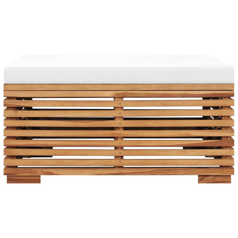 Vidaxl Set De Mesa Y Reposapiés De Jardín Y Cojín Crema Madera De Teca_5