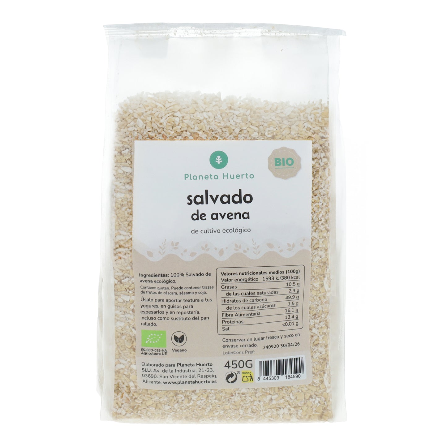 Planeta Huerto ECO Farelo de Aveia 450 g