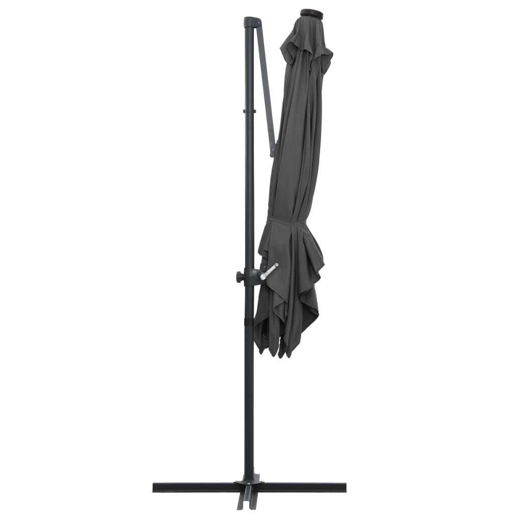Vidaxl Sombrilla Voladiza Luces Led Y Poste Acero Antracita 250x250 Cm_4