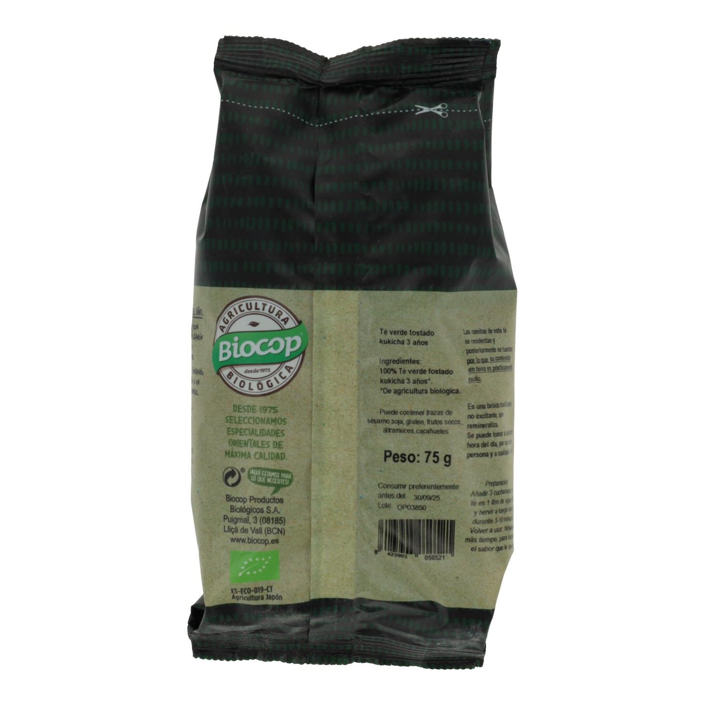 Chá Verde Torrado Kukicha 3 anos Biocop, 75 g