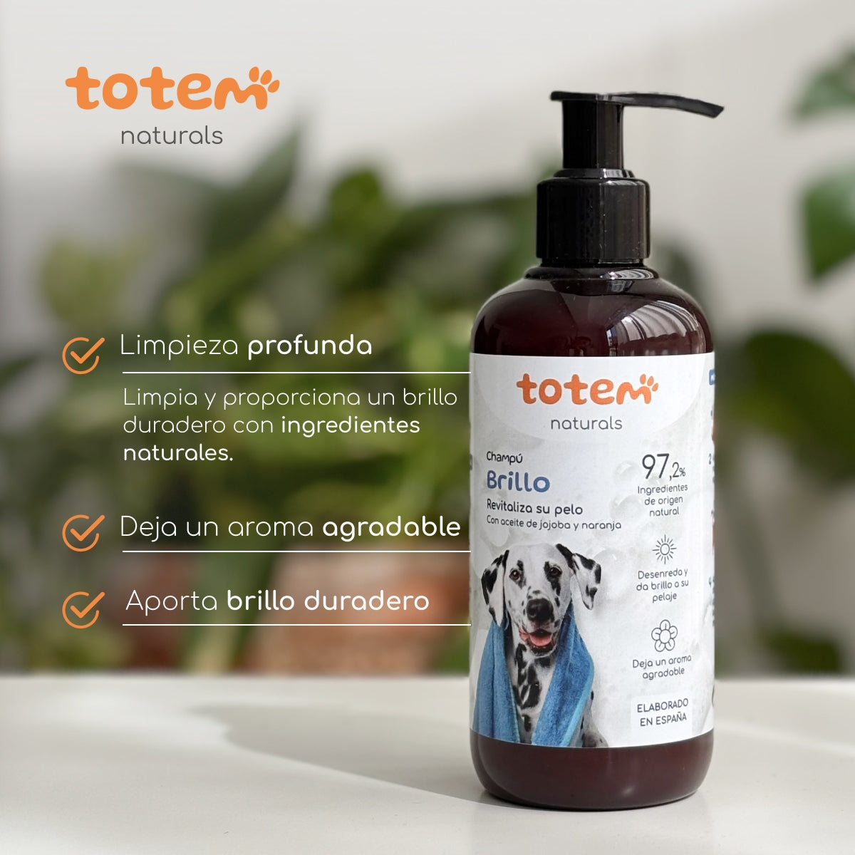 Champô Natural para Cães Totem Naturals 250ml para Suavidade e Brilho