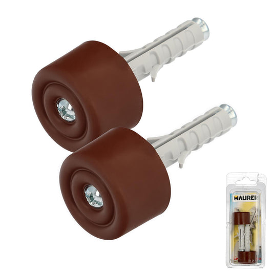 Tope Puerta Con Taco Nylon Marron  (blister 2 Piezas)