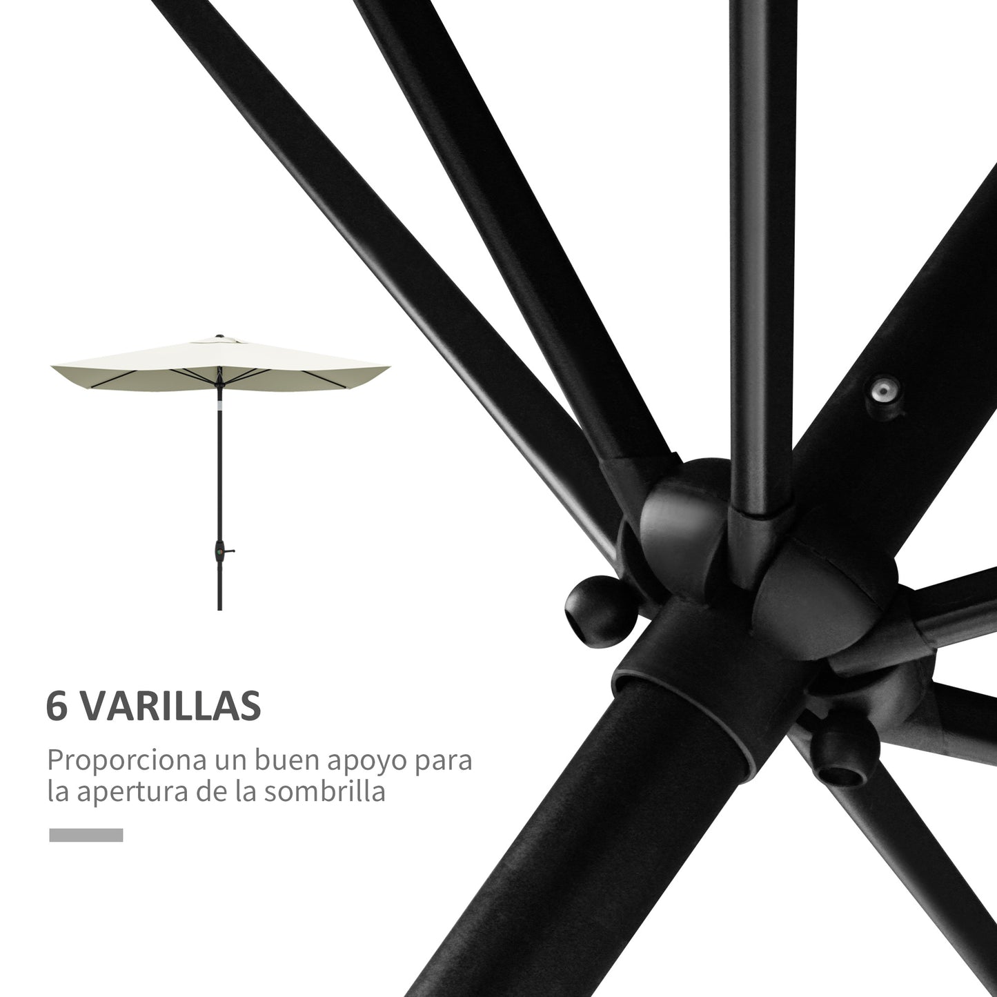 Outsunny Sombrilla De Terraza Exterior 3x2 M Con Ángulo Ajustable Beige_5
