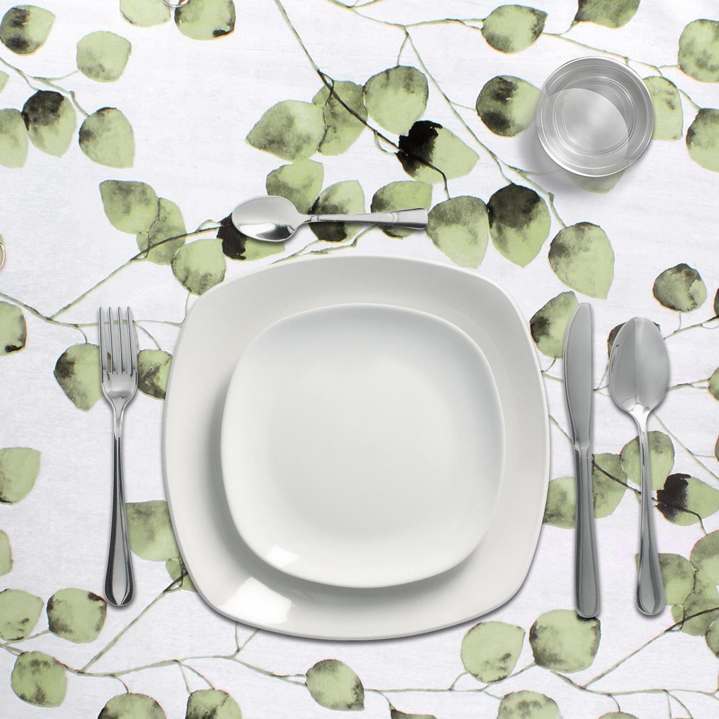 Mantel Hule Rectangular Hojas Verdes Impermeable Antimanchas Pvc 140x250 Cm.  Recortable Uso Interior Y Exterior