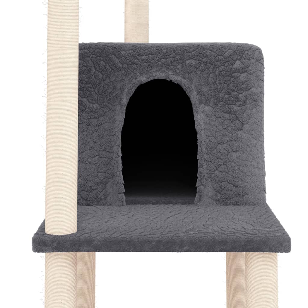 Rascador Para Gatos Con Postes De Sisal Gris Oscuro 144,5 Cm_5