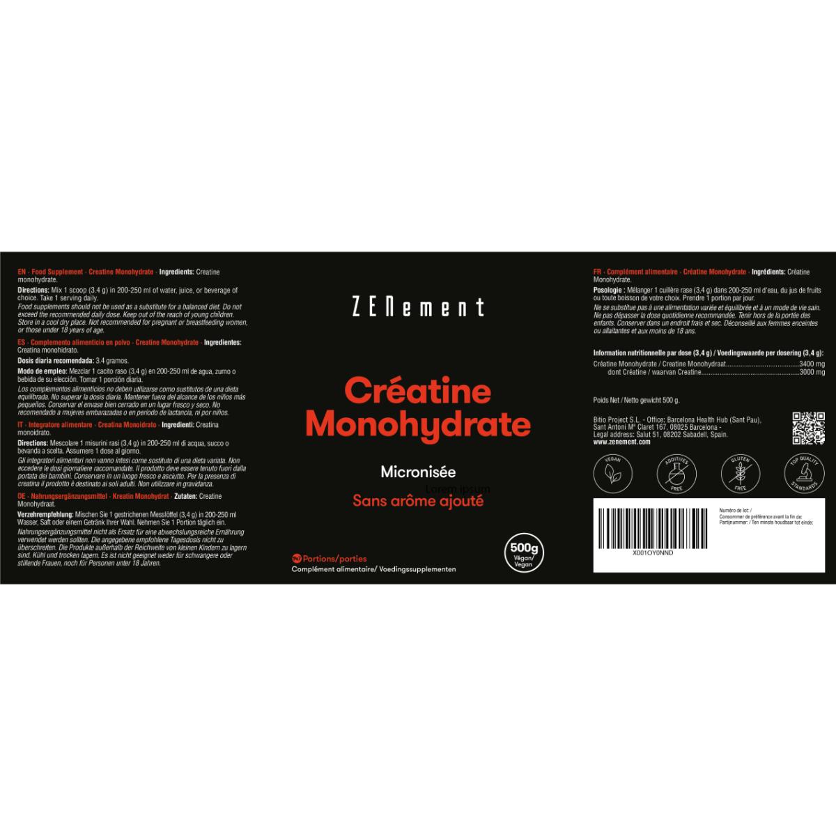Zenement Creatina Monohidratada, 500 g