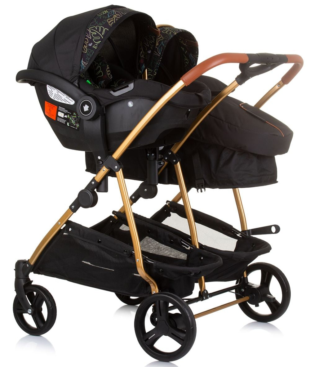 Carrito De Bebé Gemelar Dúo Smart Con 1 Grupo 0+ Obsidian Leaves_4