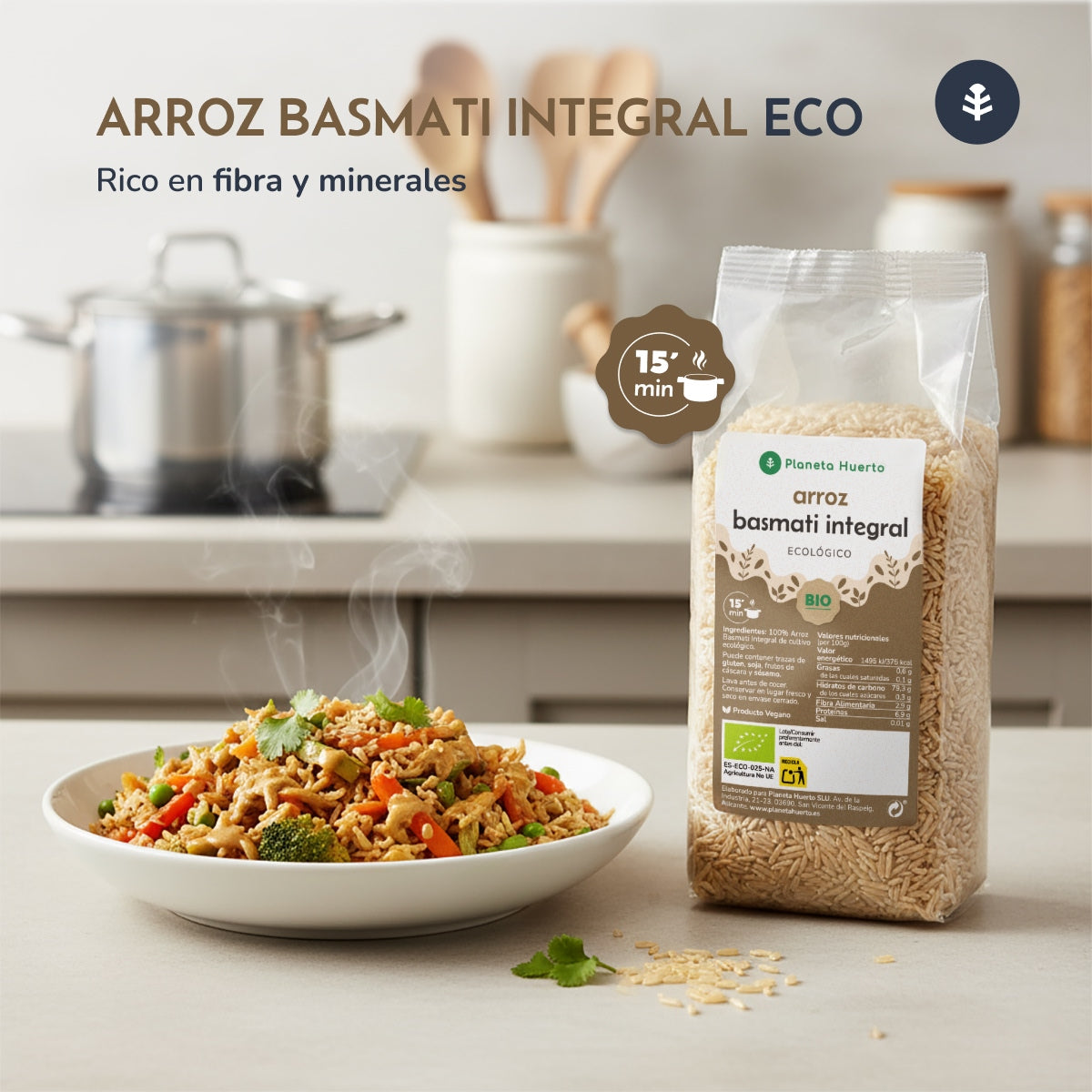 Arroz Basmati Integral Biológico Planeta Huerto 2,5 kg