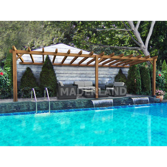 Pérgula de madeira laminada anexa ao Seville Maderland