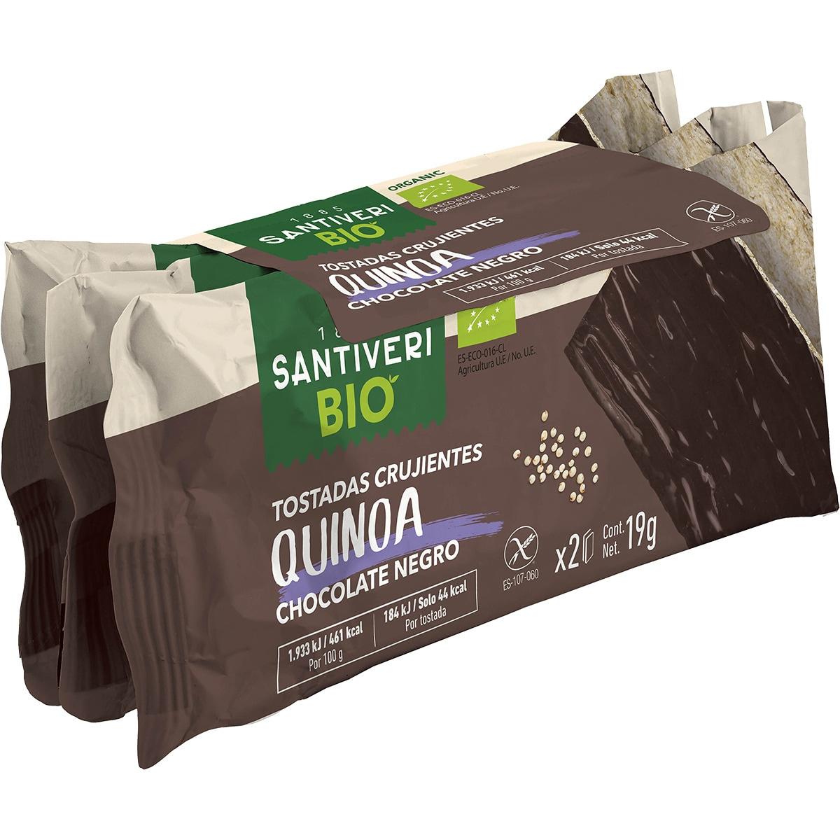 Tosta crocante com quinoa e chocolate negro biológico 3x57 g