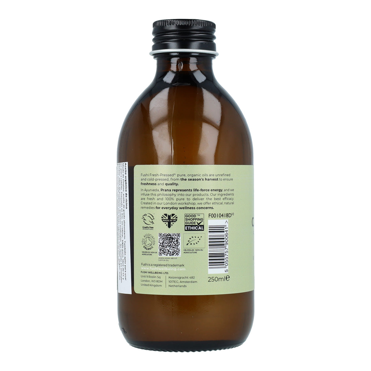 Óleo de Rícino Virgem Biológico Prensado a Frio Fushi 250ml
