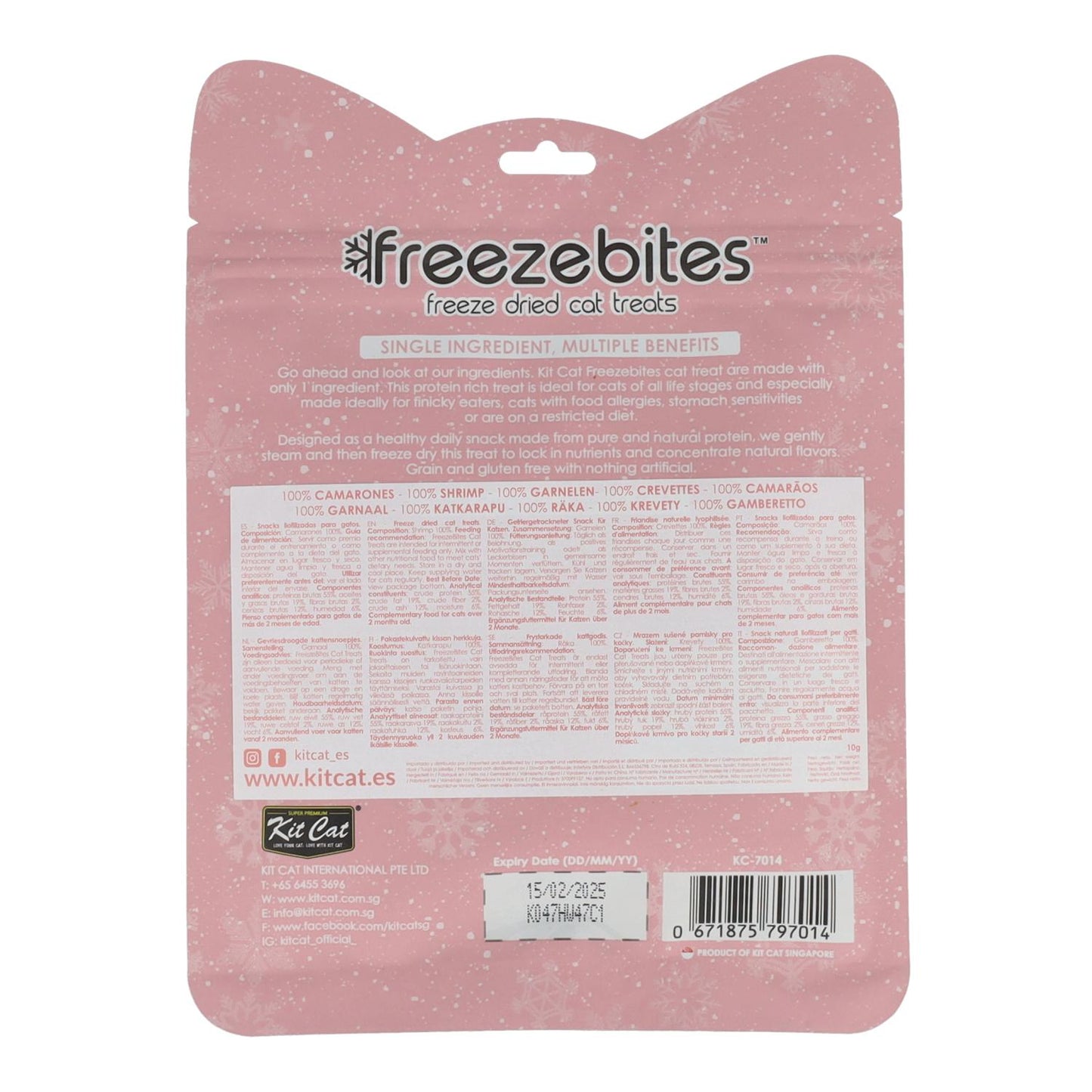 Kit para gatos FreezeBites - Camarão 10g Petisco natural liofilizado para gatos