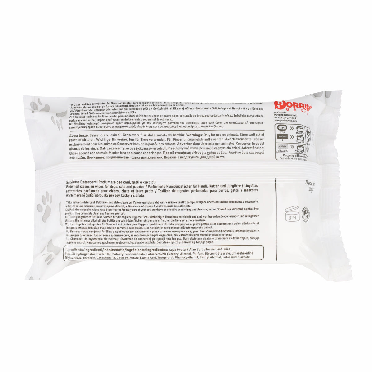 Toallitas Higiene Perro y Gato Flores y Algodón Porrini 40 uds