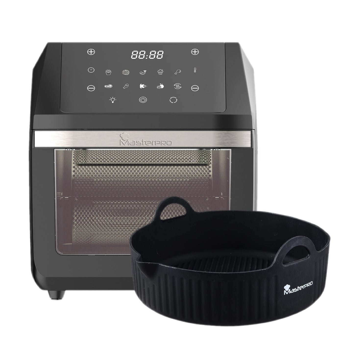 Set De Freidora De Aire De 11l 1800w + Bandeja De Horno Redonda De Silicona Rocket Masterpro_0