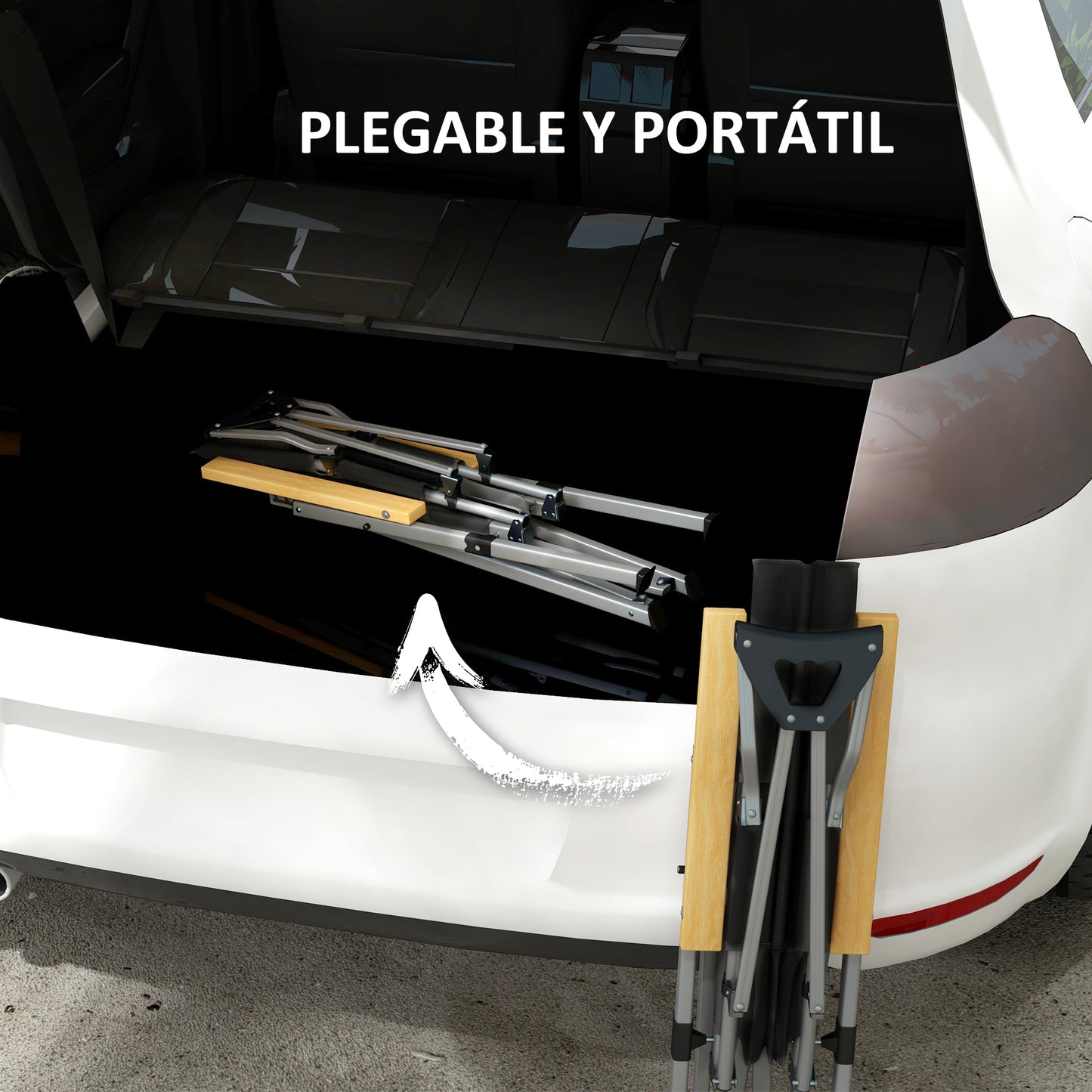 Outsunny Silla De Camping Plegable De Aluminio Respaldo Ajustable 74x59,5x98 Cm_5