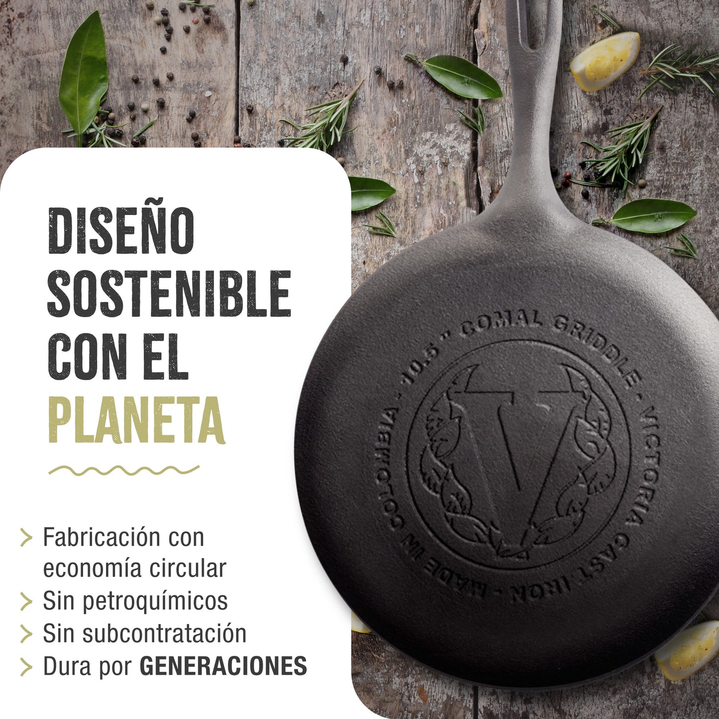 Victoria Plancha Cocina Inducción Comal Hierro Fundido Esmaltado, Pizza Tortillas 26,6cm Fuego, Barbacoa, 34504, Negro_5