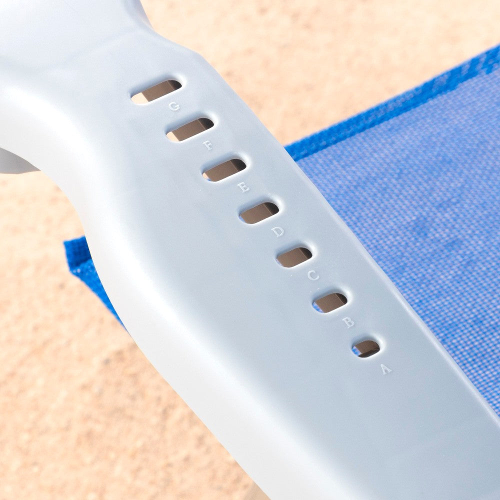Aktive Silla De Playa Plegable Y Reclinable 7 Posiciones Azul C/cojín Y Asas Mano_5