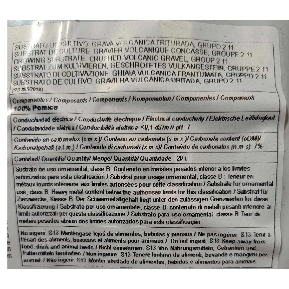 Substrato de pedra-pomes para bonsai, grão pequeno, 3 - 8 mm, 20 L