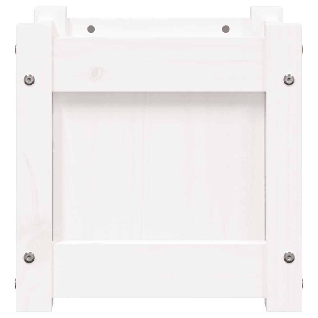 Jardinera De Madera Maciza De Pino Blanca 31x31x31 Cm_5