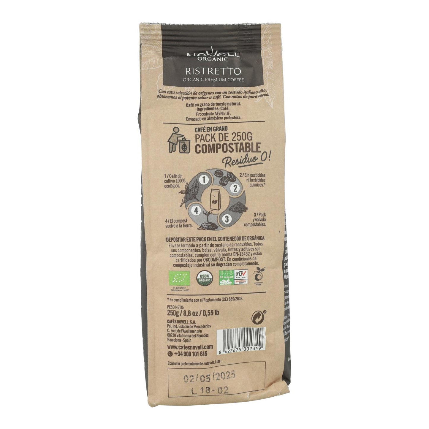 Grãos de café biológico Ristretto 250g