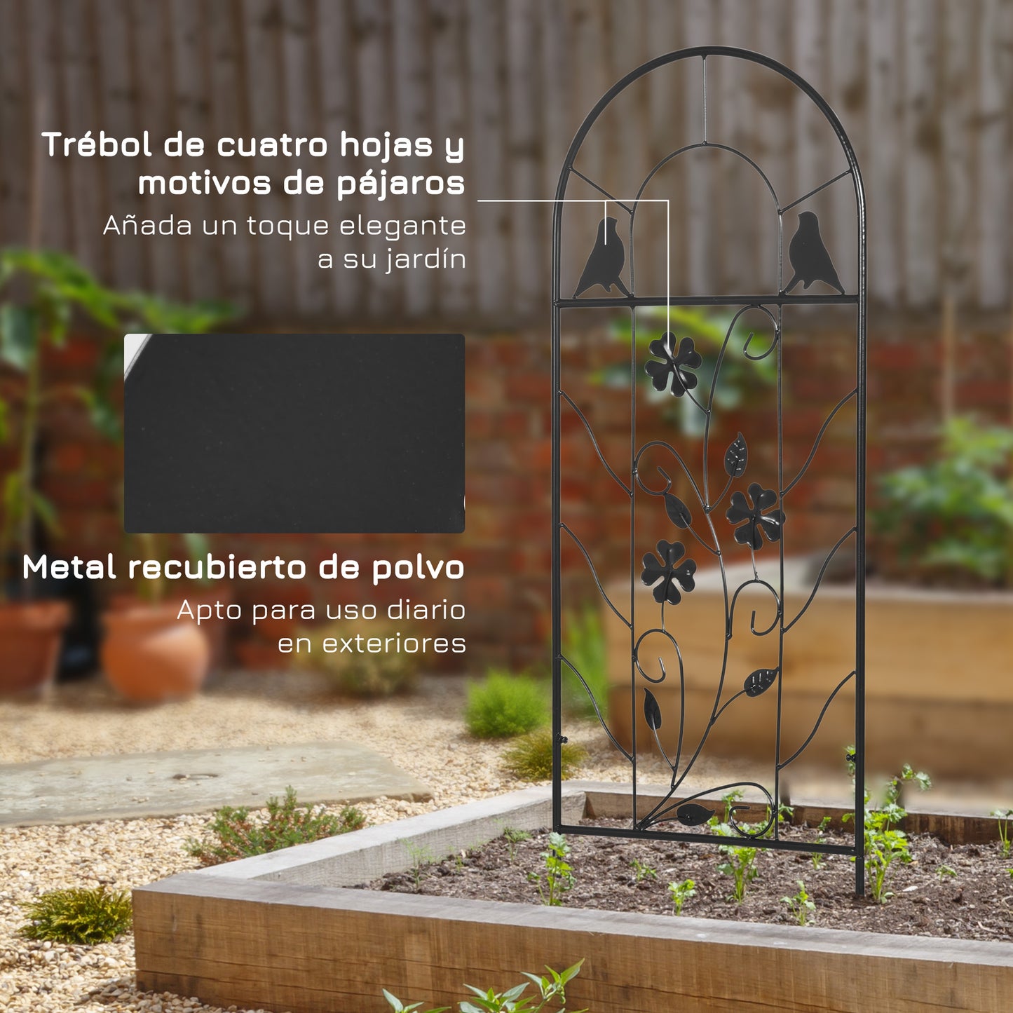 Outsunny Juego De 2 Enrejados De Jardín Con Marco Metálico 38x98 Cm Negro_5