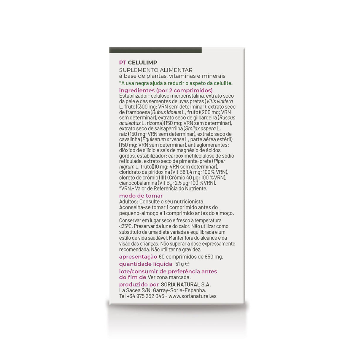 Celulimp, Soria Natural, 60 comprimidos