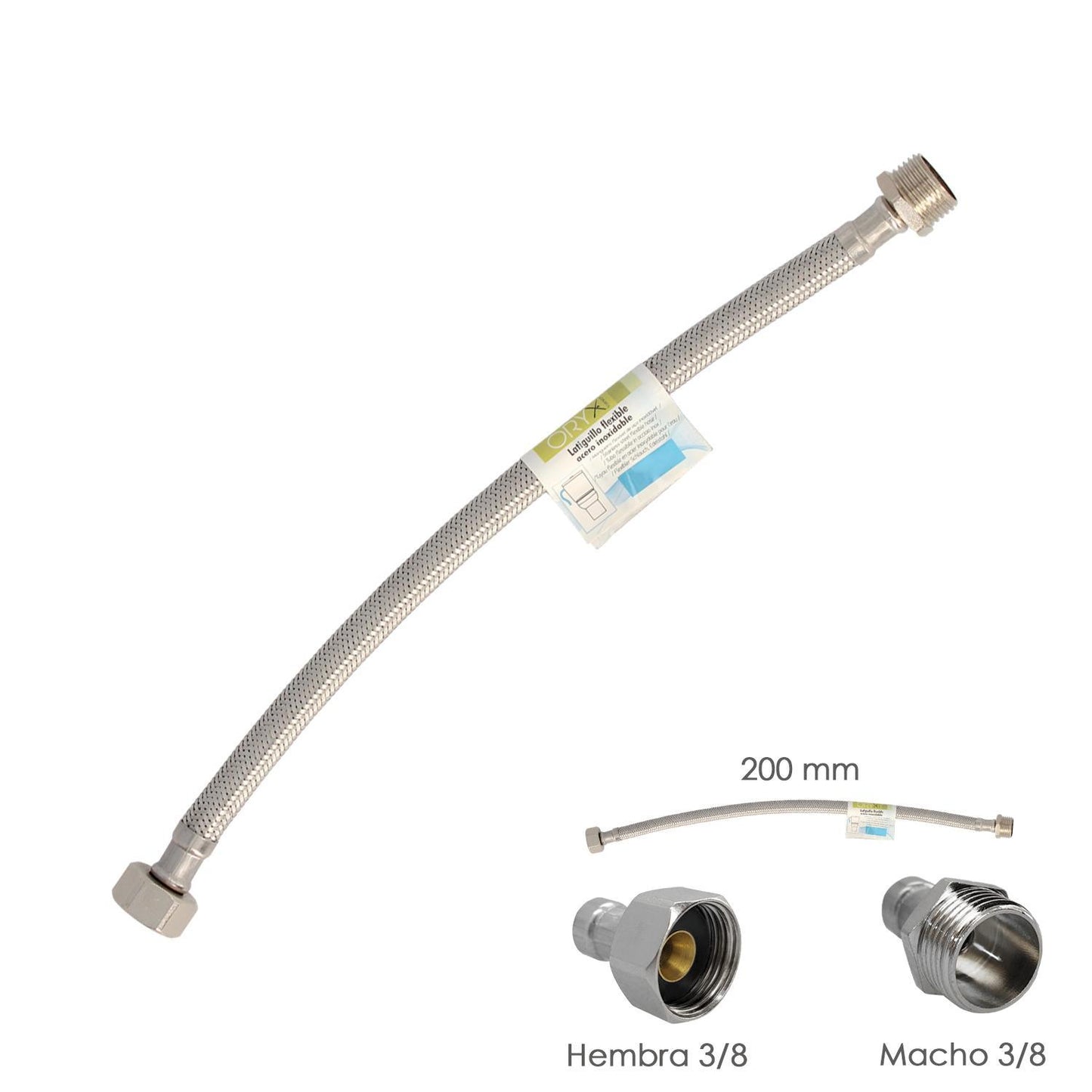 Latiguillo Flexible Acero Inoxidable Macho 3/8 - Hembra 3/8 - 200mm_0