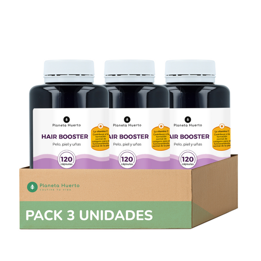 Pack de 3 Hair Booster para cabelo, pele e unhas, Planeta Huerto, 120 cápsulas