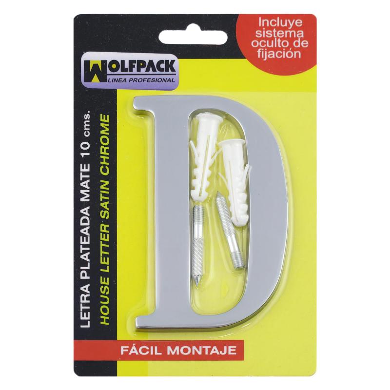 Letra Metal D Plateada Mate 10 Cm. Con Tornilleria Oculta (blister 1 Pieza)