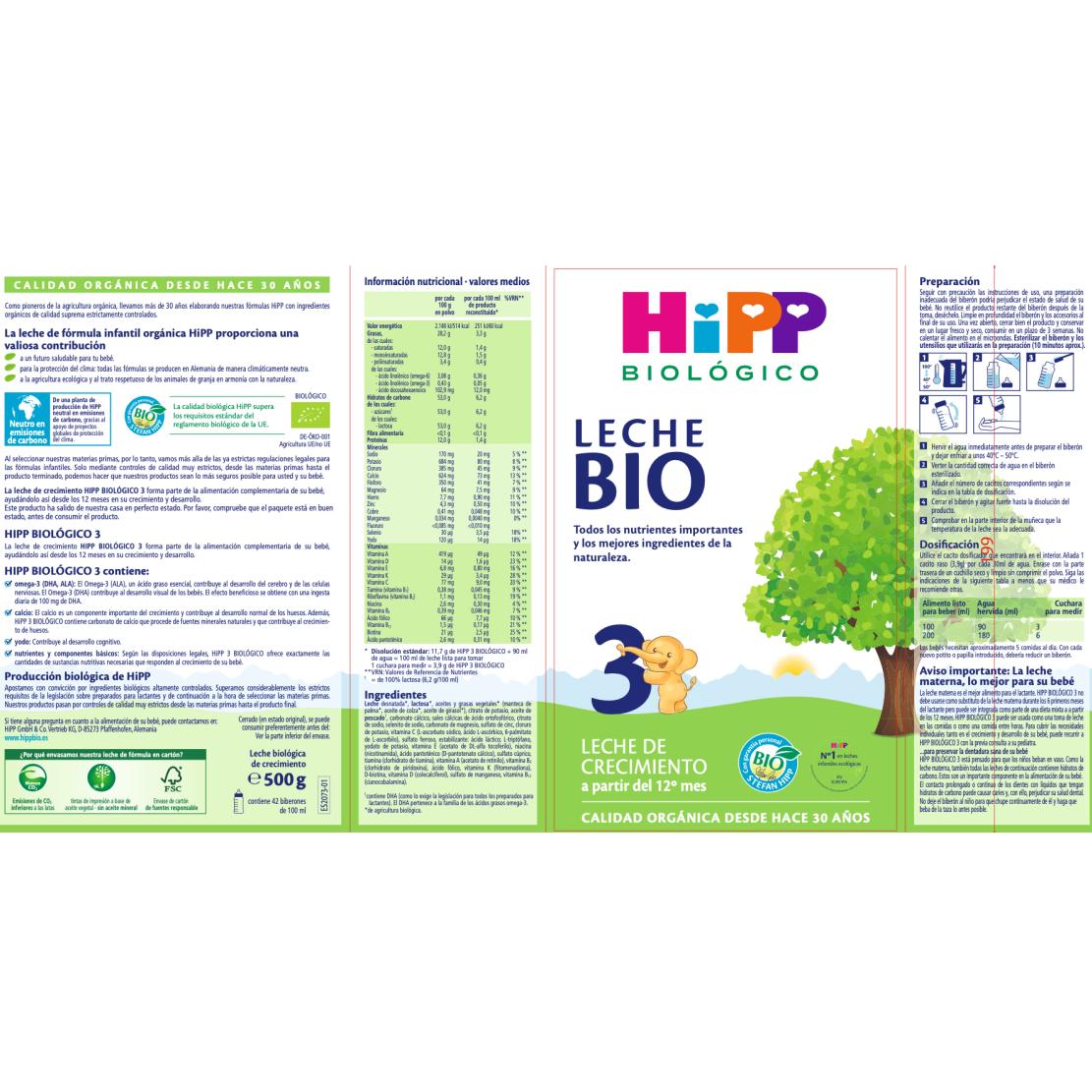 Leite de transição 3 + 12 meses HiPP 500 g