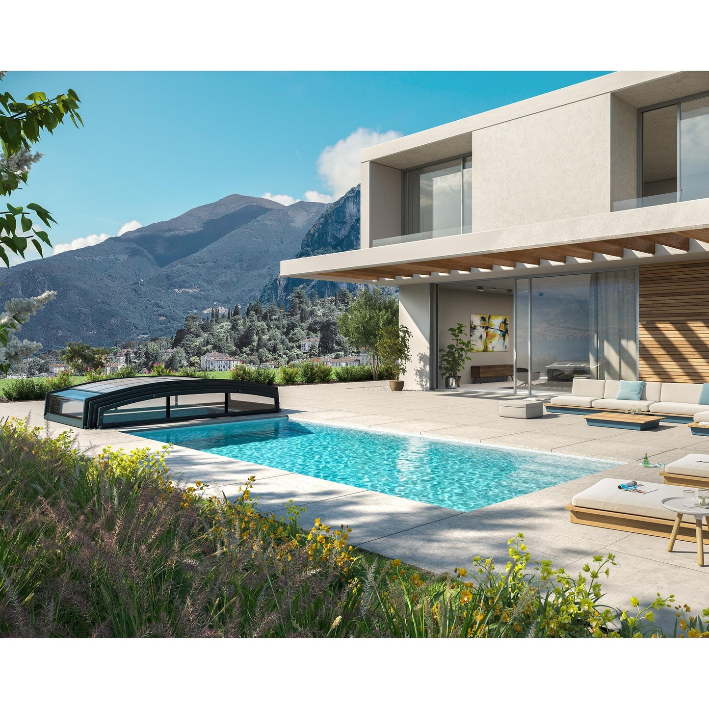 Cobertura telescópica para piscinas Maiorca 874x470 cm