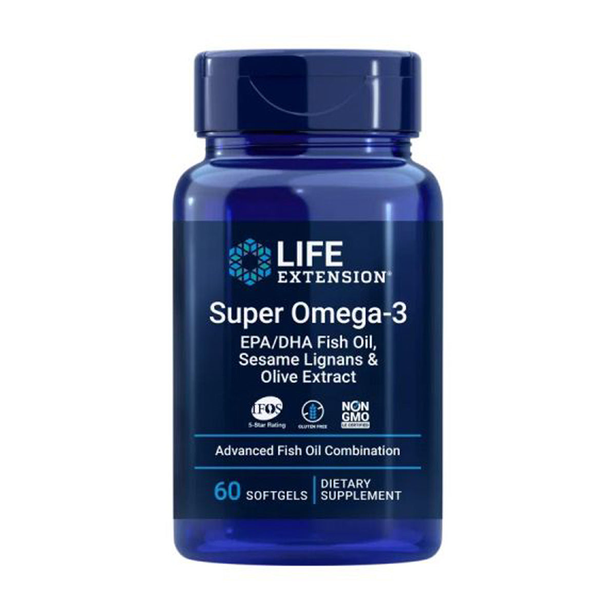 Super Ómega-3 EPA/DHA com Lignanas de Sésamo e Extrato de Oliva, Life Extension 60 pérolas