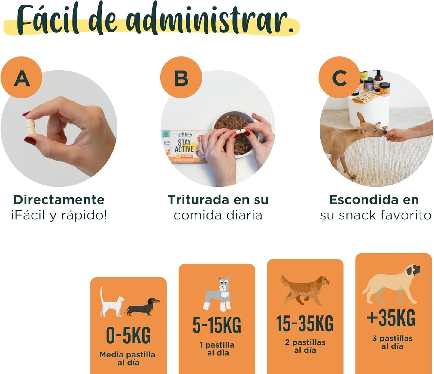 Wolf Belly Stay Active Vitamins para cães idosos a partir dos 8 anos 30 comprimidos