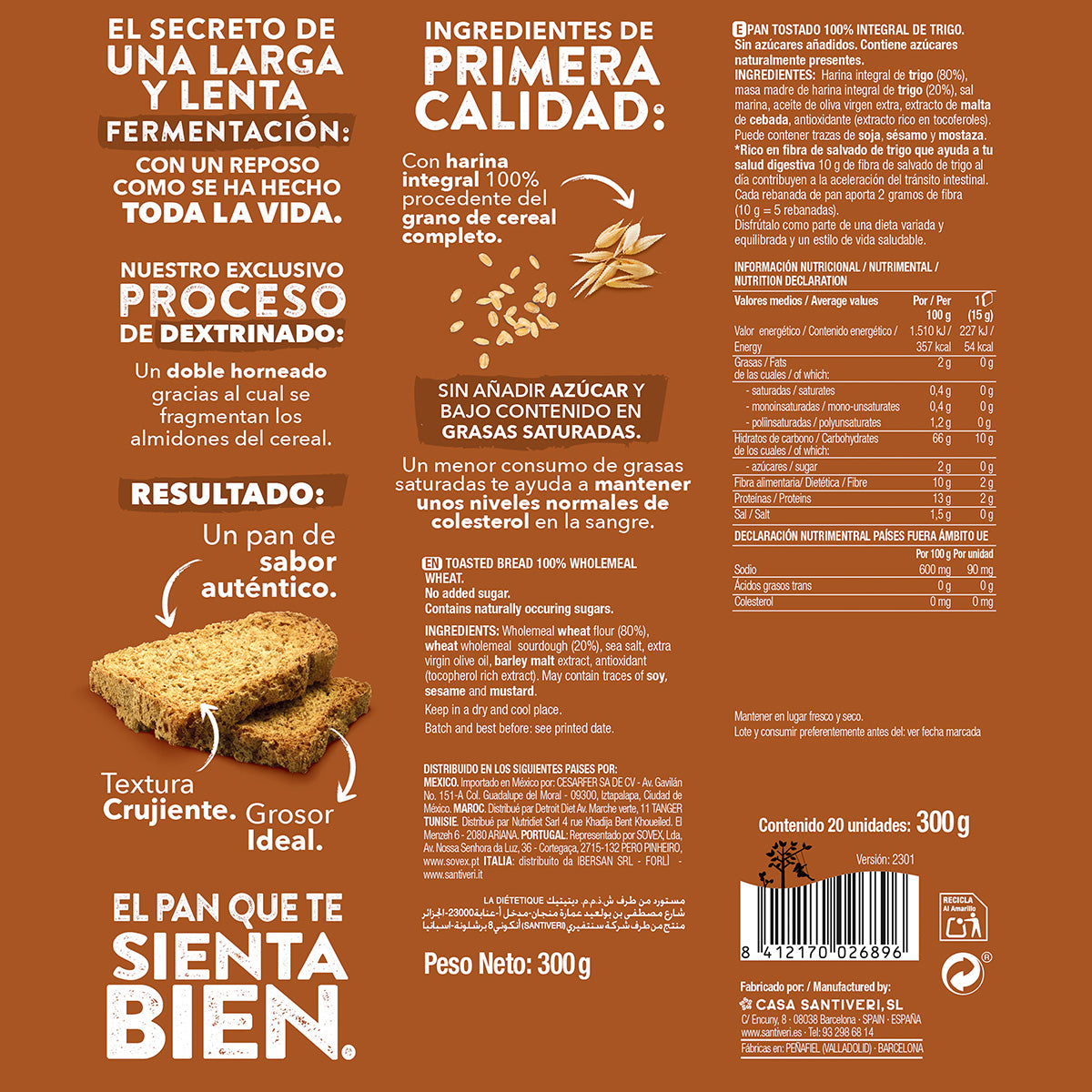 Embalagem com 2 pães tradicionais Santiveri Dextrin 300 g