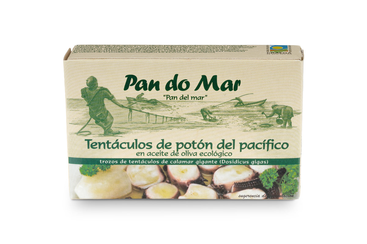 Tentáculos de potón del pacífico en aceite de oliva ecológico en Lata Pan do Mar 120g