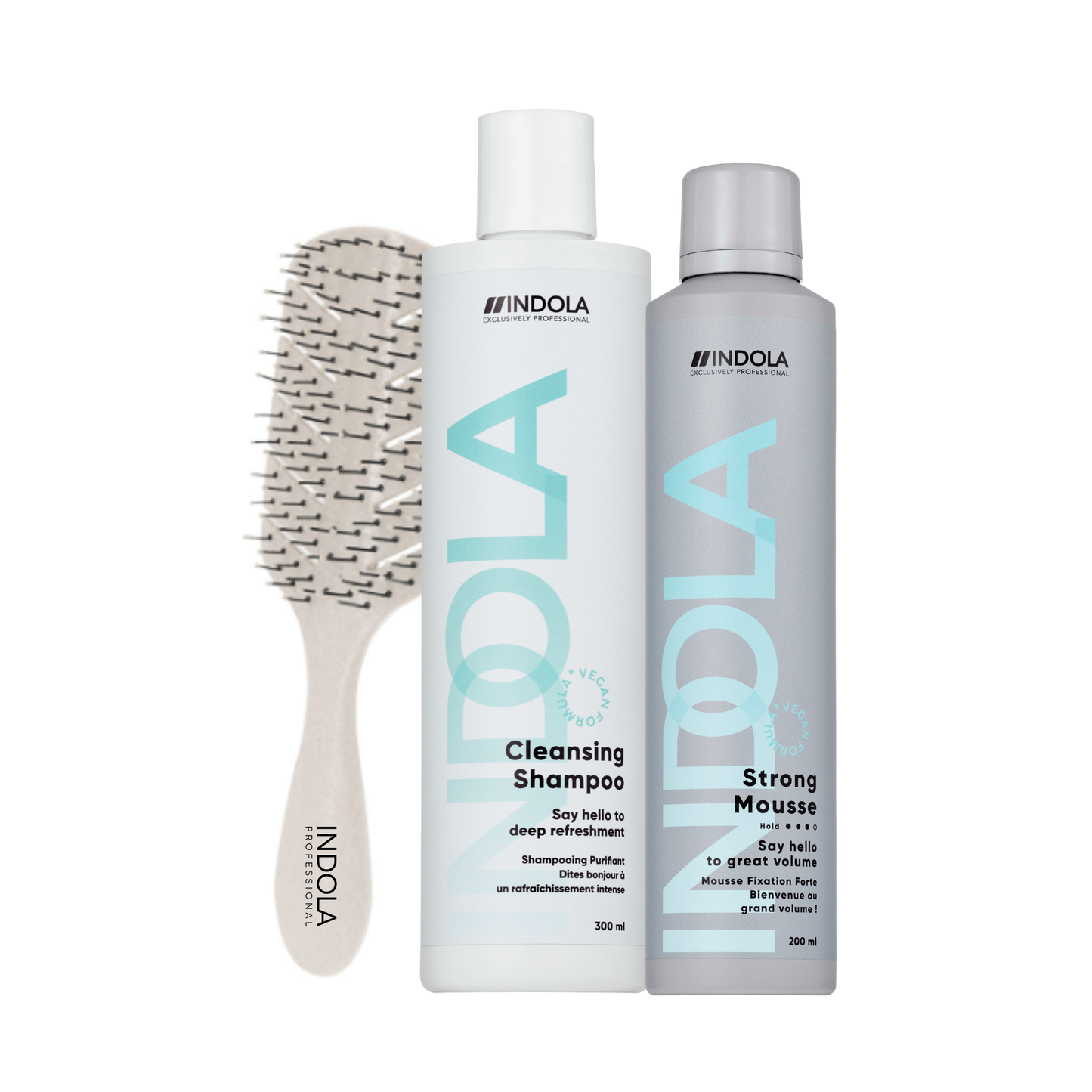 Indola Pack Purify & Style – Champú Purificante + Espuma Fijación Fuerte – 300ml + 200ml_0