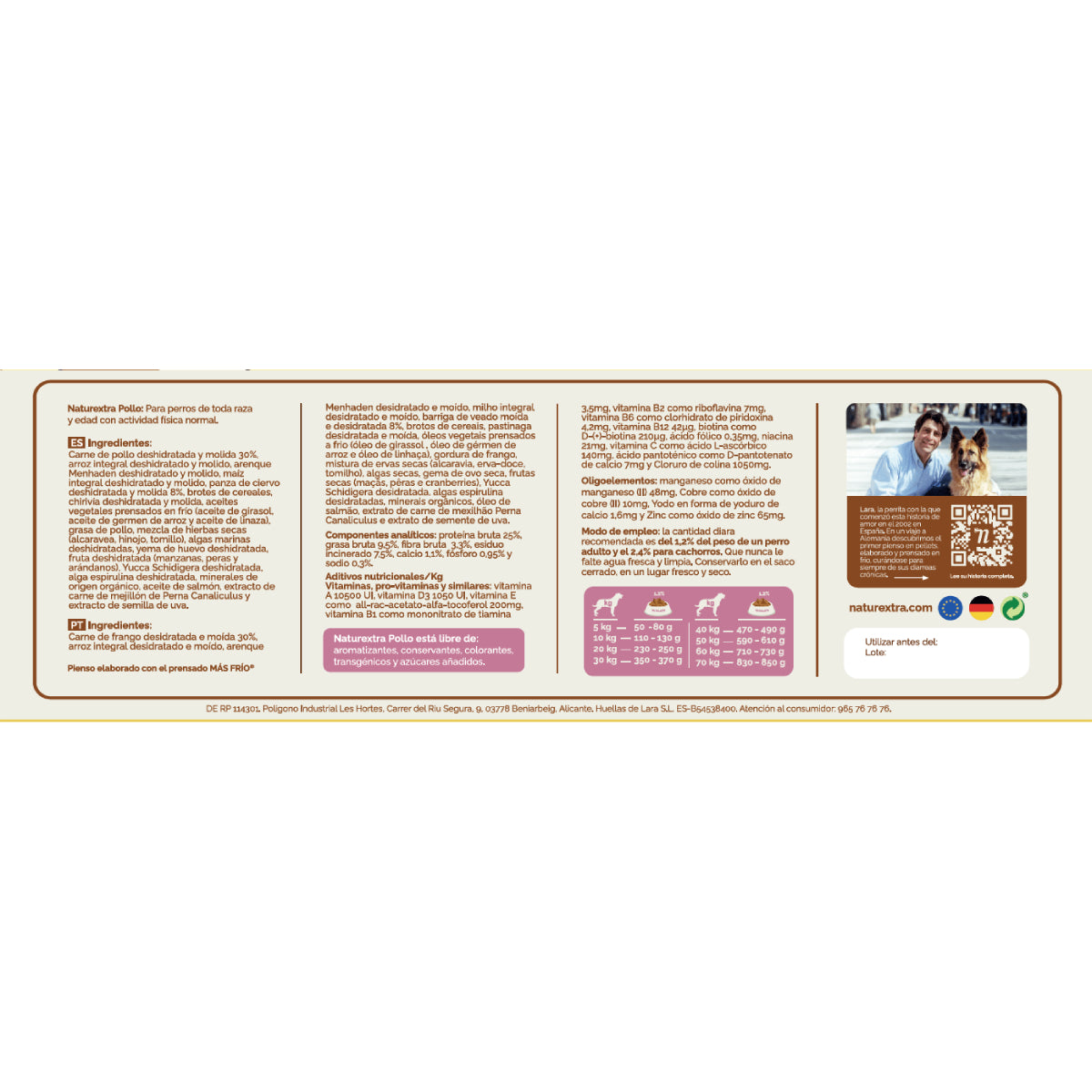 Pienso prensado en frío en Pellets Mini para perros con pollo y arenque 2 kg NaturExtra